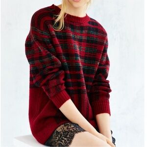 UNIF x Urban Outfitters Hansen Red Plaid Sweater (XS)